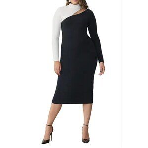 New GSTQ Women's Size S Downtown Colorblock Cutout Long Sleeve Body-Con Dress